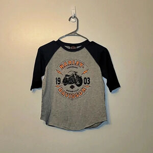 Harley-Davidson Youth M 3/4 sleeve baseball style Fremont Michigan Sandy's LOT A